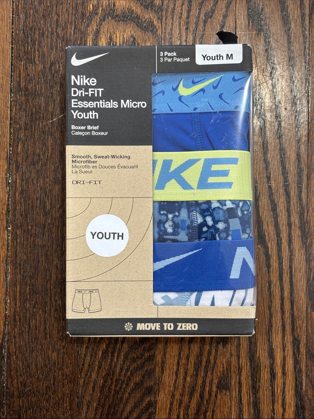 Nike Youth Boxer Briefs Pack in Blue and Neon Yellow size M